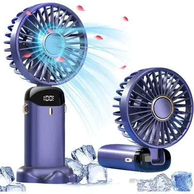 Portable Handheld Fan, Portable Fan Rechargeable, 90° Adjustable, 5 Speed Wind, Display Electricity in Real Time, USB Rechar...