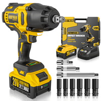 Alloyman 1/2 inch Impact Wrench Cordless, Max Torque 555 Ft-lbs 20V Brushless Motor 2000 RPM, with 6 Sockets, 3 Extension Bar...