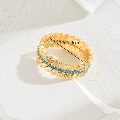 Exquisite Fashion Ears of Wheat Brass Micro Pave Cubic Zirconia Ring for Women Party Gift