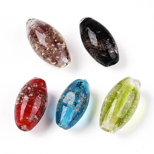 Luminous Handmade Gold Sand Lampwork Beads