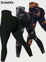 Women's Tie Dye Print / Plain High Waisted Leggings, Casual Comfy Breathable Skinny Pants for Daily Wear, Ladies Bottoms for ...