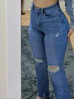 Women's Plain Ripped High Waist Ripped Jeans, Casual Fitted Basic Comfy Denim Trousers for Daily Wear, Ladies Bottoms for All...