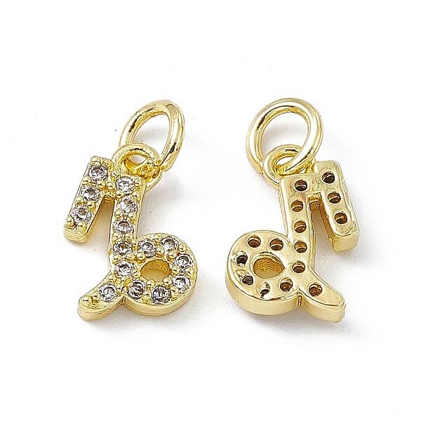 Real 18K Gold Plated Brass Micro Pave Clear Cubic Zirconia Charms