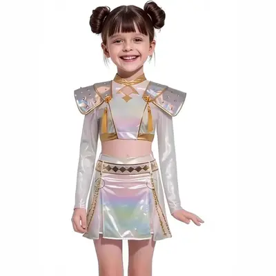 Pearl White Kids Halloween Role Playing Costume Adorable Demon Cosplay Cute Stage Outfit