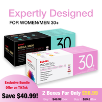 2 Boxes of GNC 30+ Vitapak, Curated Supplements for Women/Men 30+, 5-IN-1, Multivitaimin, Stress&Bone Support, Skin&Cell Prot...