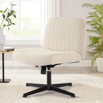 Bosmiller Armless Desk Chair Office Chair, Wide Seat Home Office Chairs, Rocking Mid Back Cute Computer Chair for Bedroom, Va...