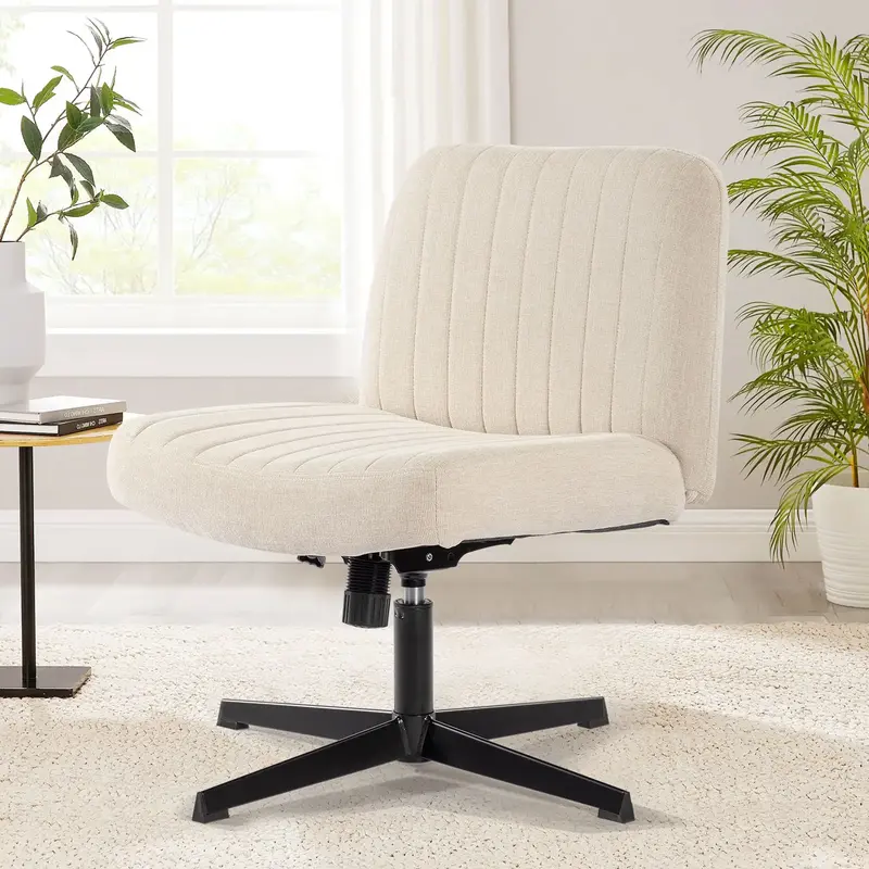 Bosmiller Armless Desk Chair Office Chair, Wide Seat Home Office Chairs, Rocking Mid Back Cute Computer Chair for Bedroom, Va...