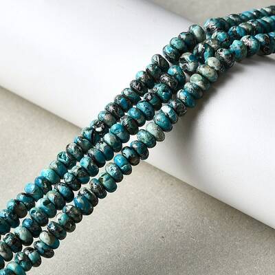 Synthetic Silver Line Turquoise Beads Strands