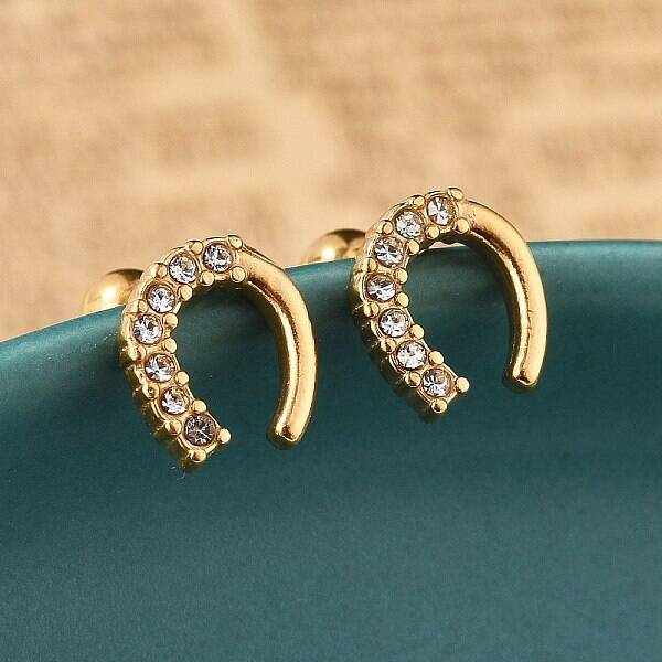 304 Stainless Steel Clear Cubic Zirconia Stud Earrings