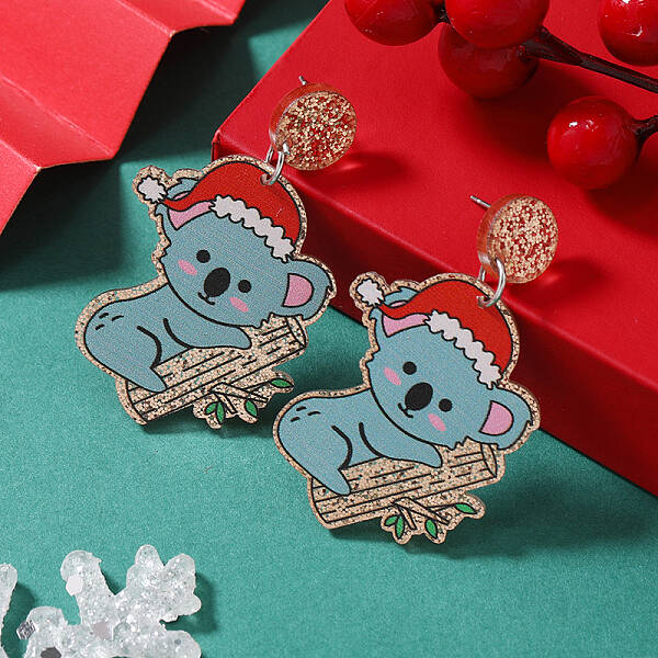 Festive Christmas Acrylic Stud Earrings for Holiday Season Celebration