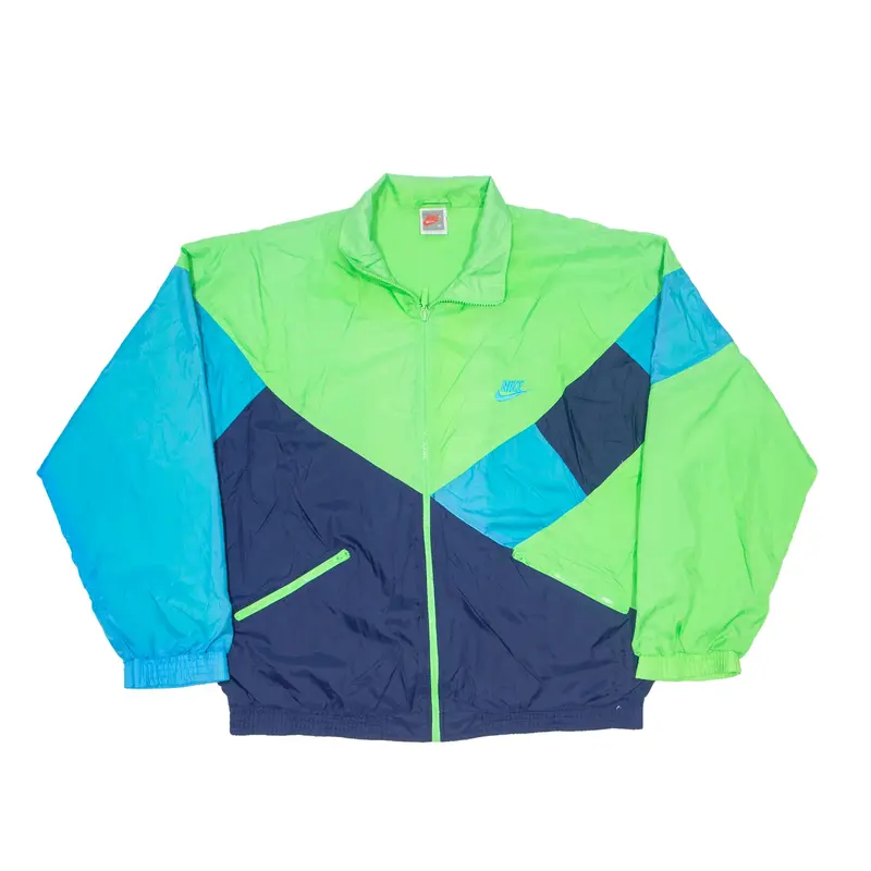 NIKE Shell Jacket Green Nylon 90s Colourblock Mens M