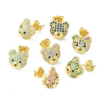 Bear Cubic Zirconia Stud Earrings