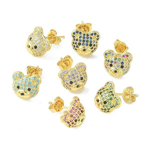 Bear Cubic Zirconia Stud Earrings