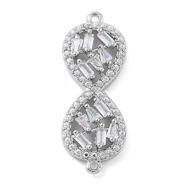 Rack Plating Brass Clear Cubic Zirconia Infinity Connector Charms