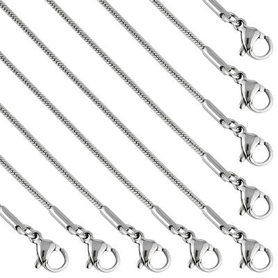 12Pcs 304 Stainless Steel Round Snake Chain Necklaces