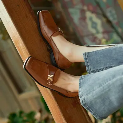 CHIKO Maisie Square Toe Block Heels Loafers Shoes