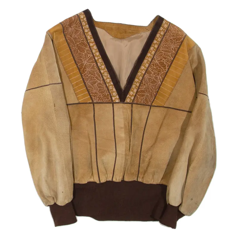 Mens Pullover Jacket Brown Leather M