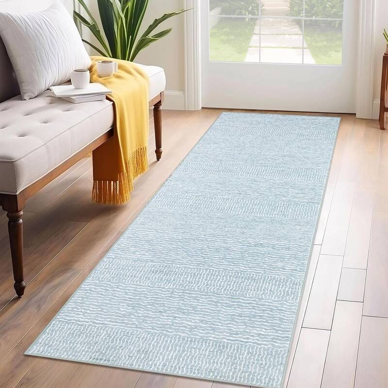 Garvee Runner Rugs 2x6 Washable Non-Slip Low Pile Faux Wool Area Rug for Hallway Kitchen Bathroom, Soft Vintage Tones