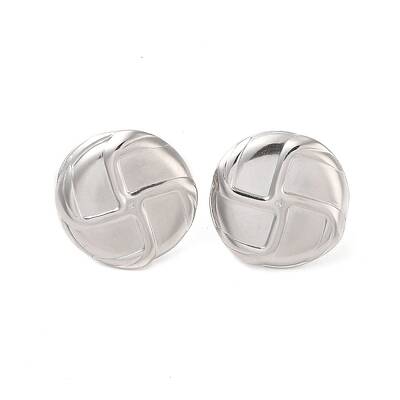 Non-Tarnish Flat Round 304 Stainless Steel Stud Earrings for Women