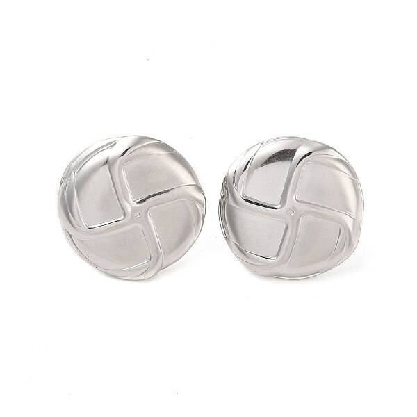 Non-Tarnish Flat Round 304 Stainless Steel Stud Earrings for Women