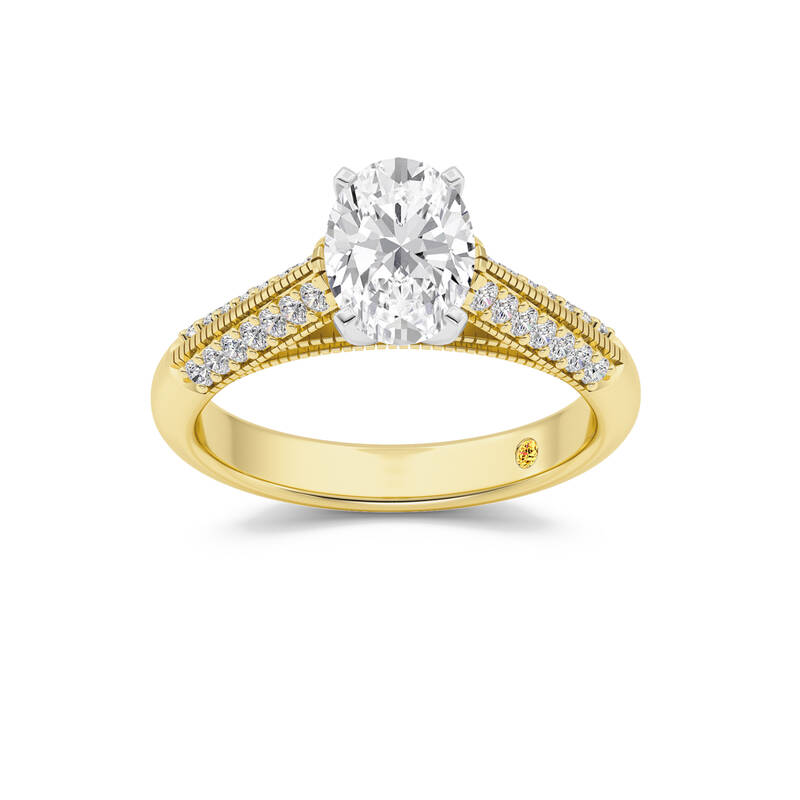 Storm Knife Edged Cathedral Oval Lab Grown Diamond Engagement Ring | 18K Yellow Gold 1 3/4 CT. TW.