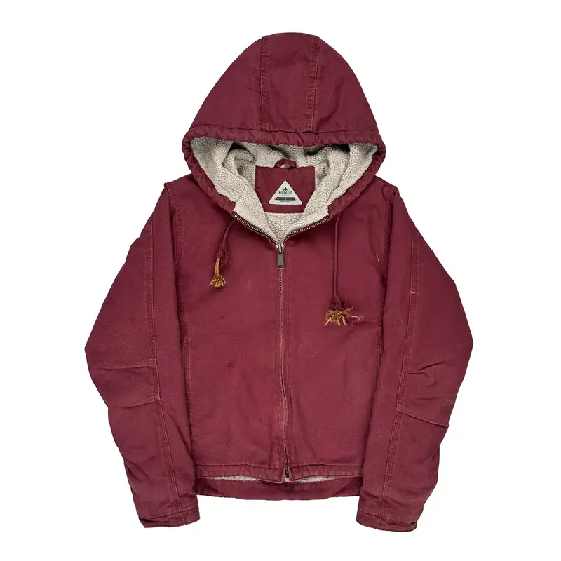 Hooded Ridgecut Jacket - Small Burgundy Cotton | Size: small