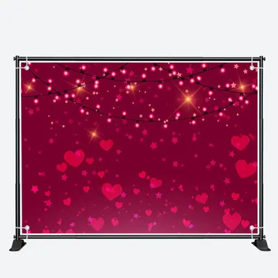 Sparkle Light Red Heart Star Valentines Day Backdrop - Aperturee