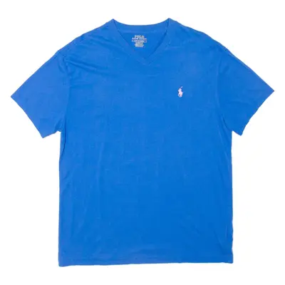 POLO RALPH LAUREN Mens T-Shirt Blue V-Neck S
