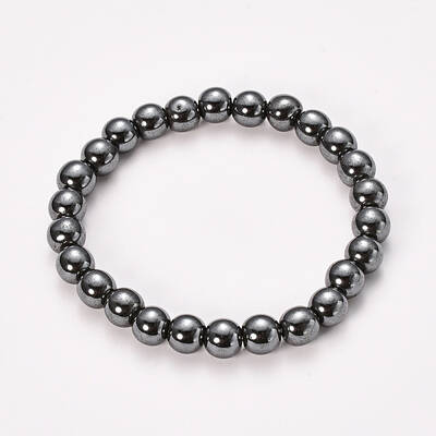 Non-magnetic Synthetic Hematite Beaded Stretch Bracelets