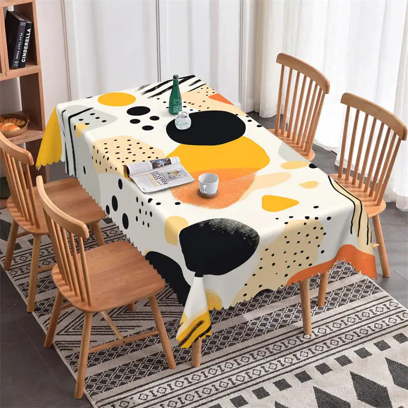 Nordic Circles Dots Abstract Rectangle Tablecloth - Aperturee