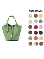 Women's Cowhide Bag, Ladies Purse, Fashionable Solid Color Bucket Bag Handbag, Casual Versatile Shoulder Bag for Daily Used, ...