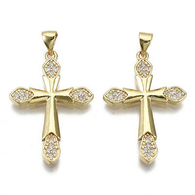 Brass Micro Pave Clear Cubic Zirconia Pendants