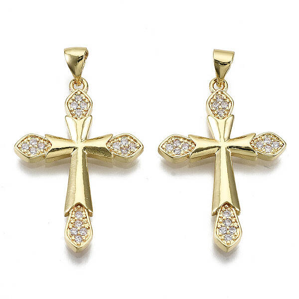 Brass Micro Pave Clear Cubic Zirconia Pendants