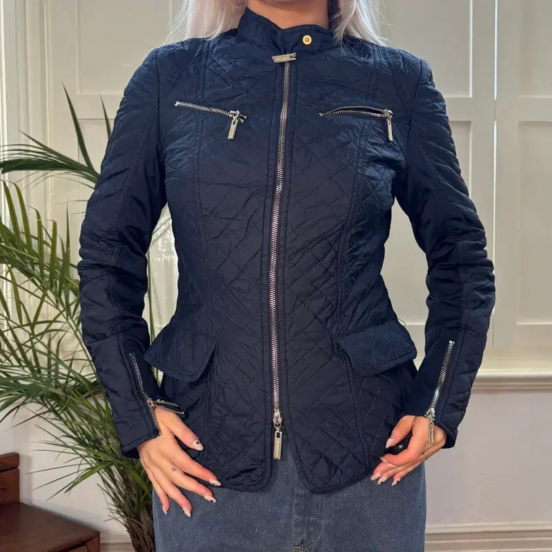 Burberry Brit Coat - Small Navy Polyester