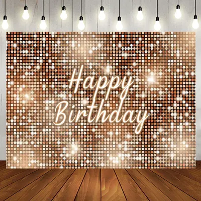 Brown Sequins Sparkle Happy Birthday Party Backdrop - Aperturee