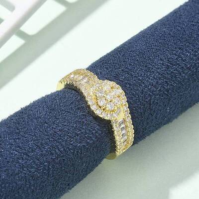Brass Micro Pave Clear Cubic Zirconia Open Cuff Rings