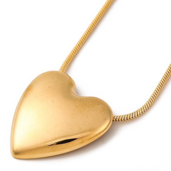 Ion Plating(IP) 304 Stainless Steel Heart Pendant Round Snake Chain Necklaces for Women