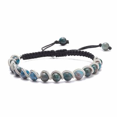 Round Natural Apatite Braided Bead Bracelet