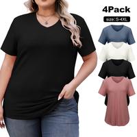 VILIGO 4 Pack Short Sleeve V-Neck Shirts Women Summer Tops Soft Curvy Plus Clothes Basics Casual Curved Hem Tunic Shirt Women...