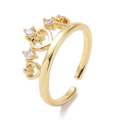 Clear Cubic Zirconia Triple Heart Open Ring