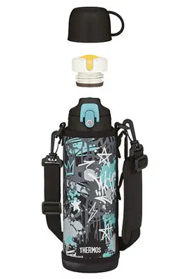 Thermos Thermos for children with two caps - light blue 1000 ml