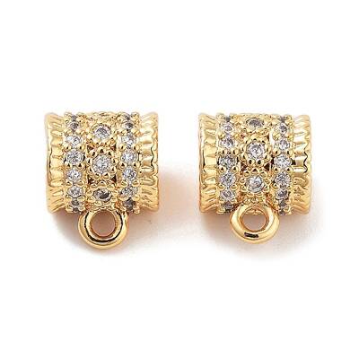 Brass Micro Pave Clear Cubic Zirconia Tube Bails