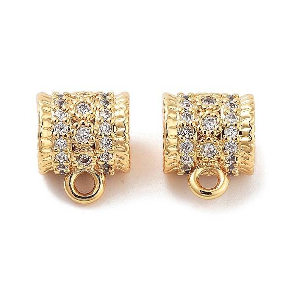 Brass Micro Pave Clear Cubic Zirconia Tube Bails