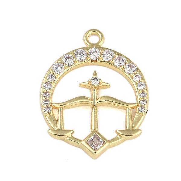 Brass Micro Pave Clear Cubic Zirconia Pendants
