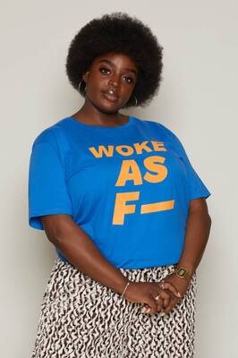 Woke As F T-Shirt (Blue) | size: 3XL