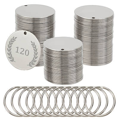 120Pcs 304 Stainless Steel Stamping Blank Tag Pendants