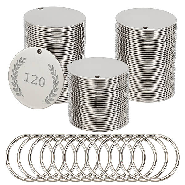 120Pcs 304 Stainless Steel Stamping Blank Tag Pendants