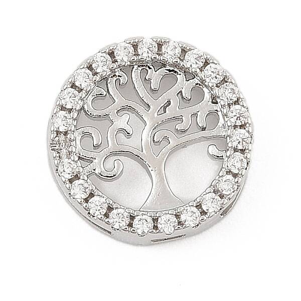 Brass Micro Pave Clear Cubic Zirconia Slide Charms