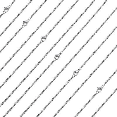 10Pcs 304 Stainless Steel Box Chain Necklaces