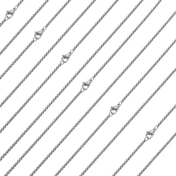 10Pcs 304 Stainless Steel Box Chain Necklaces